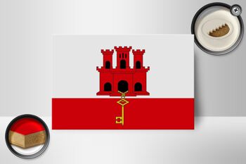 Panneau en bois drapeau de Gibraltar 18x12 cm décoration drapeau de Gibraltar 2