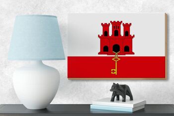 Panneau en bois drapeau de Gibraltar 18x12 cm décoration drapeau de Gibraltar 3