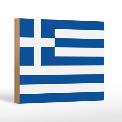 Cartello in legno bandiera della Grecia 18x12 cm Decorazione bandiera della Grecia