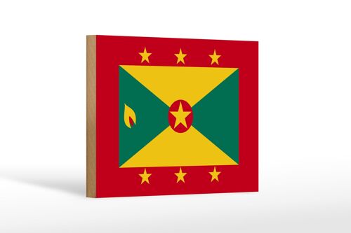 Holzschild Flagge Grenadas 18x12 cm Flag of Grenada Dekoration