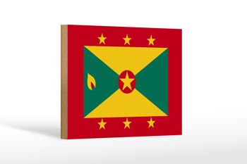 Panneau en bois drapeau de la Grenade 18x12 cm Décoration drapeau de la Grenade 1