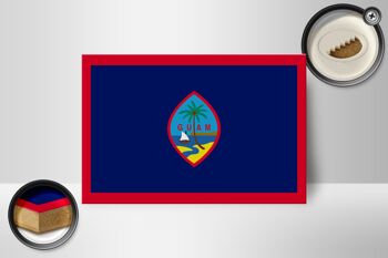 Panneau en bois drapeau de Guam 18x12 cm Décoration drapeau de Guam 2