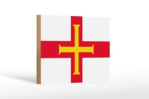 Holzschild Flagge Guernseys 18x12 cm Flag of Guernsey Dekoration