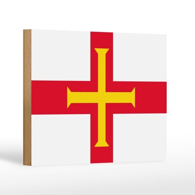 Letrero de madera bandera de Guernsey 18x12 cm Decoración bandera de Guernsey