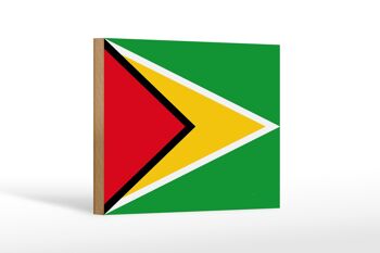 Panneau en bois drapeau de Guyane 18x12 cm Décoration drapeau de Guyane 1