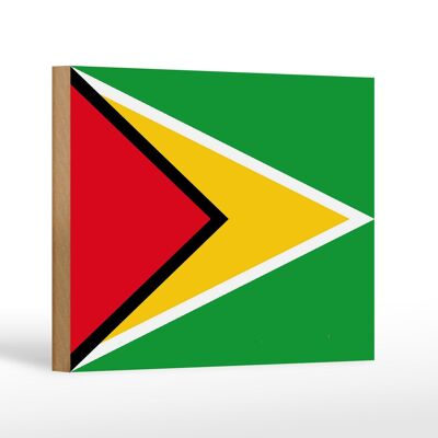Holzschild Flagge Guyanas 18x12 cm Flag of Guyana Dekoration