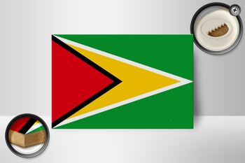 Panneau en bois drapeau de Guyane 18x12 cm Décoration drapeau de Guyane 2