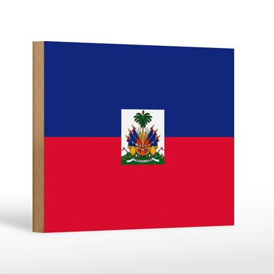 Letrero de madera bandera de Haití 18x12 cm Decoración bandera de Haití