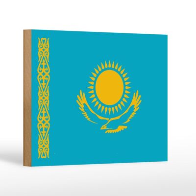 Cartello in legno bandiera del Kazakistan 18x12 cm Decorazione bandiera del Kazakistan