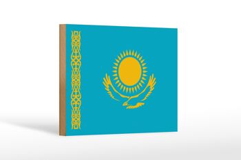 Panneau en bois drapeau du Kazakhstan 18x12 cm Décoration drapeau du Kazakhstan 1