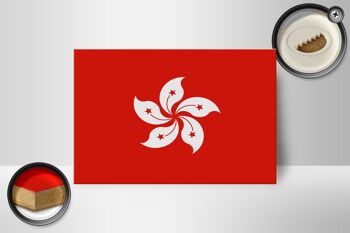 Panneau en bois drapeau de Hong Kong 18x12 cm Décoration drapeau de Hong Kong 2