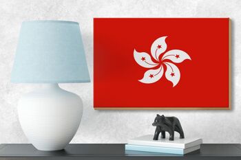 Panneau en bois drapeau de Hong Kong 18x12 cm Décoration drapeau de Hong Kong 3
