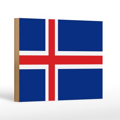 Panneau en bois drapeau de l'Islande 18x12 cm Décoration drapeau de l'Islande