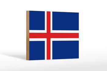 Panneau en bois drapeau de l'Islande 18x12 cm Décoration drapeau de l'Islande 1