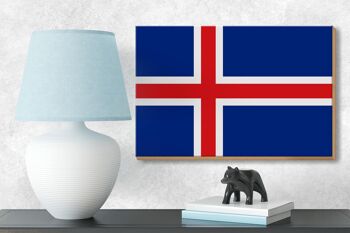 Panneau en bois drapeau de l'Islande 18x12 cm Décoration drapeau de l'Islande 3