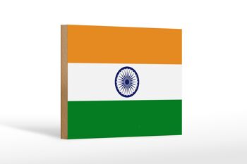 Panneau en bois drapeau de l'Inde 18x12 cm Décoration drapeau de l'Inde 1