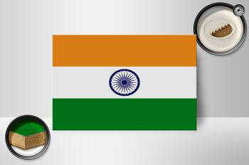 Panneau en bois drapeau de l'Inde 18x12 cm Décoration drapeau de l'Inde 2