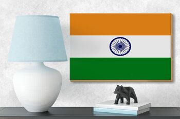Panneau en bois drapeau de l'Inde 18x12 cm Décoration drapeau de l'Inde 3