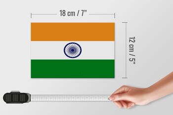 Panneau en bois drapeau de l'Inde 18x12 cm Décoration drapeau de l'Inde 4