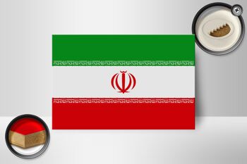 Panneau en bois drapeau Iran 18x12 cm Décoration drapeau de l'Iran 2