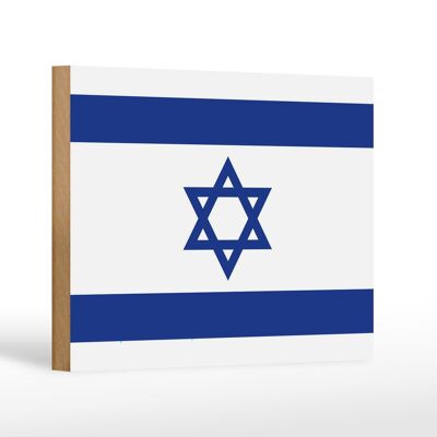 Letrero de madera Bandera de Israel 18x12 cm Decoración Bandera de Israel