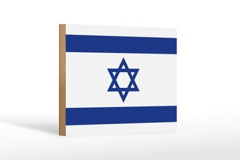 Panneau en bois drapeau d'Israël 18x12 cm Décoration drapeau d'Israël 1