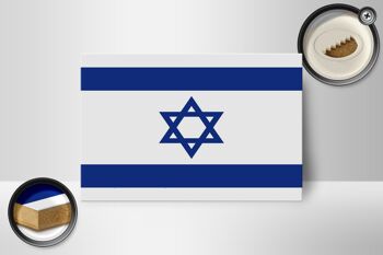 Panneau en bois drapeau d'Israël 18x12 cm Décoration drapeau d'Israël 2