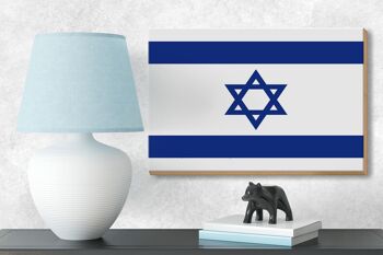 Panneau en bois drapeau d'Israël 18x12 cm Décoration drapeau d'Israël 3