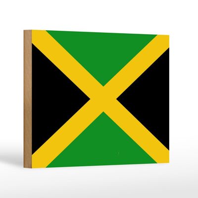 Letrero de madera Bandera de Jamaica 18x12 cm Bandera de Jamaica decoración