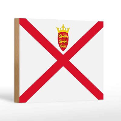 Panneau en bois drapeau de Jersey 18x12 cm Décoration drapeau de Jersey