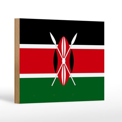 Cartello in legno bandiera del Kenya 18x12 cm Decorazione bandiera del Kenya