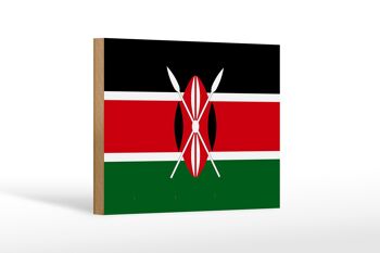 Panneau en bois drapeau du Kenya 18x12 cm Décoration drapeau du Kenya 1