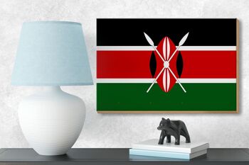 Panneau en bois drapeau du Kenya 18x12 cm Décoration drapeau du Kenya 3