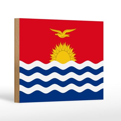 Panneau en bois drapeau de Kiribati 18x12 cm Décoration drapeau de Kiribati