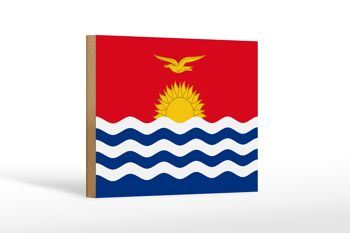 Panneau en bois drapeau de Kiribati 18x12 cm Décoration drapeau de Kiribati 1