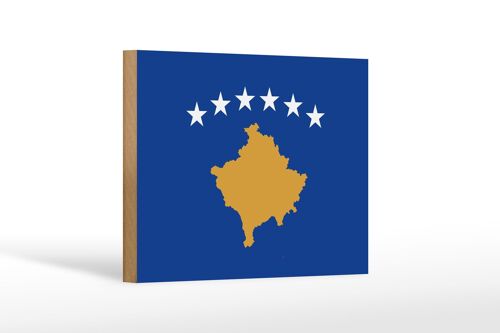 Holzschild Flagge Kosovo 18x12 cm Flag of Kosovo Dekoration