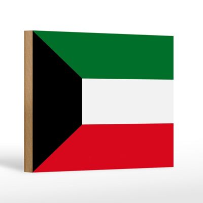 Holzschild Flagge Kuwaits 18x12 cm Flag of Kuwait Dekoration