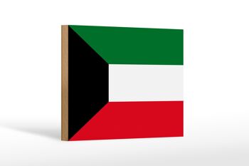 Panneau en bois drapeau du Koweït 18x12 cm Décoration drapeau du Koweït 1