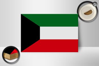 Panneau en bois drapeau du Koweït 18x12 cm Décoration drapeau du Koweït 2