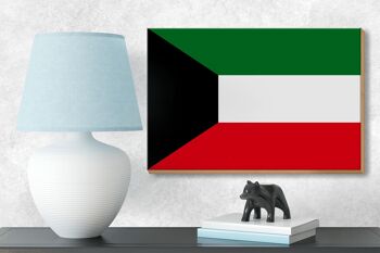 Panneau en bois drapeau du Koweït 18x12 cm Décoration drapeau du Koweït 3