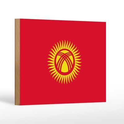 Holzschild Flagge Kirgisistans 18x12 cm Flag of Kyrgyzstan Dekoration