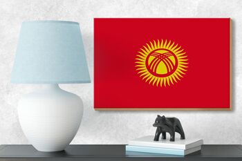 Panneau en bois drapeau du Kirghizistan 18x12 cm Décoration drapeau du Kirghizistan 3