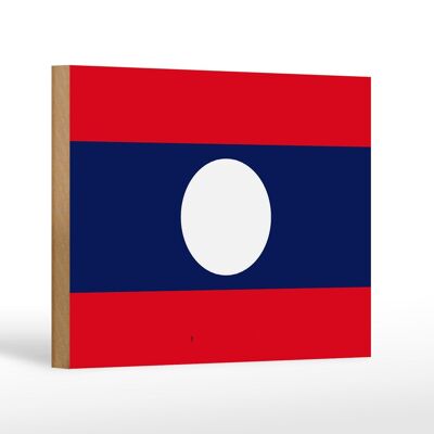 Panneau en bois drapeau Laos 18x12 cm Décoration drapeau du Laos