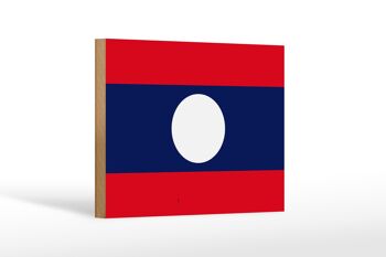 Panneau en bois drapeau Laos 18x12 cm Décoration drapeau du Laos 1
