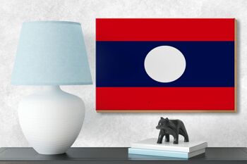 Panneau en bois drapeau Laos 18x12 cm Décoration drapeau du Laos 3
