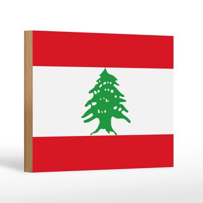 Letrero de madera bandera Líbano 18x12 cm Bandera del Líbano decoración