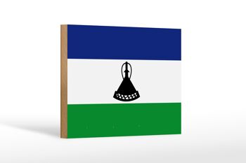 Panneau en bois drapeau du Lesotho 18x12 cm Décoration drapeau du Lesotho 1
