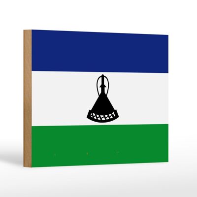 Holzschild Flagge Lesothos 18x12 cm Flag of Lesotho Dekoration