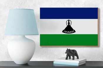 Panneau en bois drapeau du Lesotho 18x12 cm Décoration drapeau du Lesotho 3