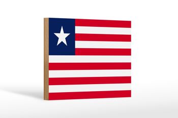 Panneau en bois drapeau du Libéria 18x12 cm Décoration drapeau du Libéria 1